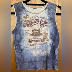 Jamee J. Blue Graphic Tank Top